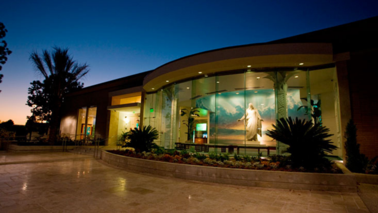 Los Angeles California Temple Visitors' Center at Dusk